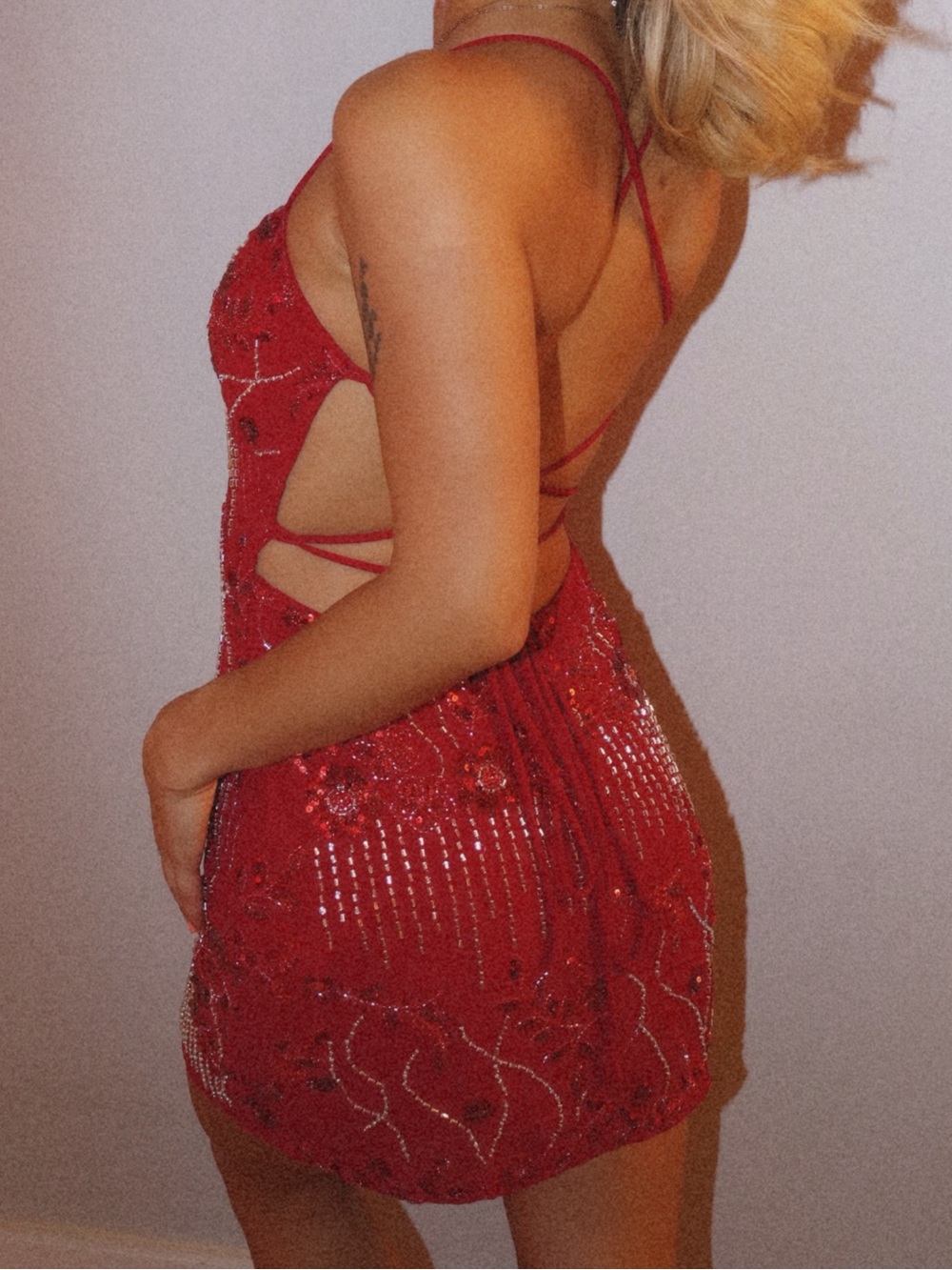 Peppermayo Vietta Red Sequin Mini Dress - Picture 3 of 3